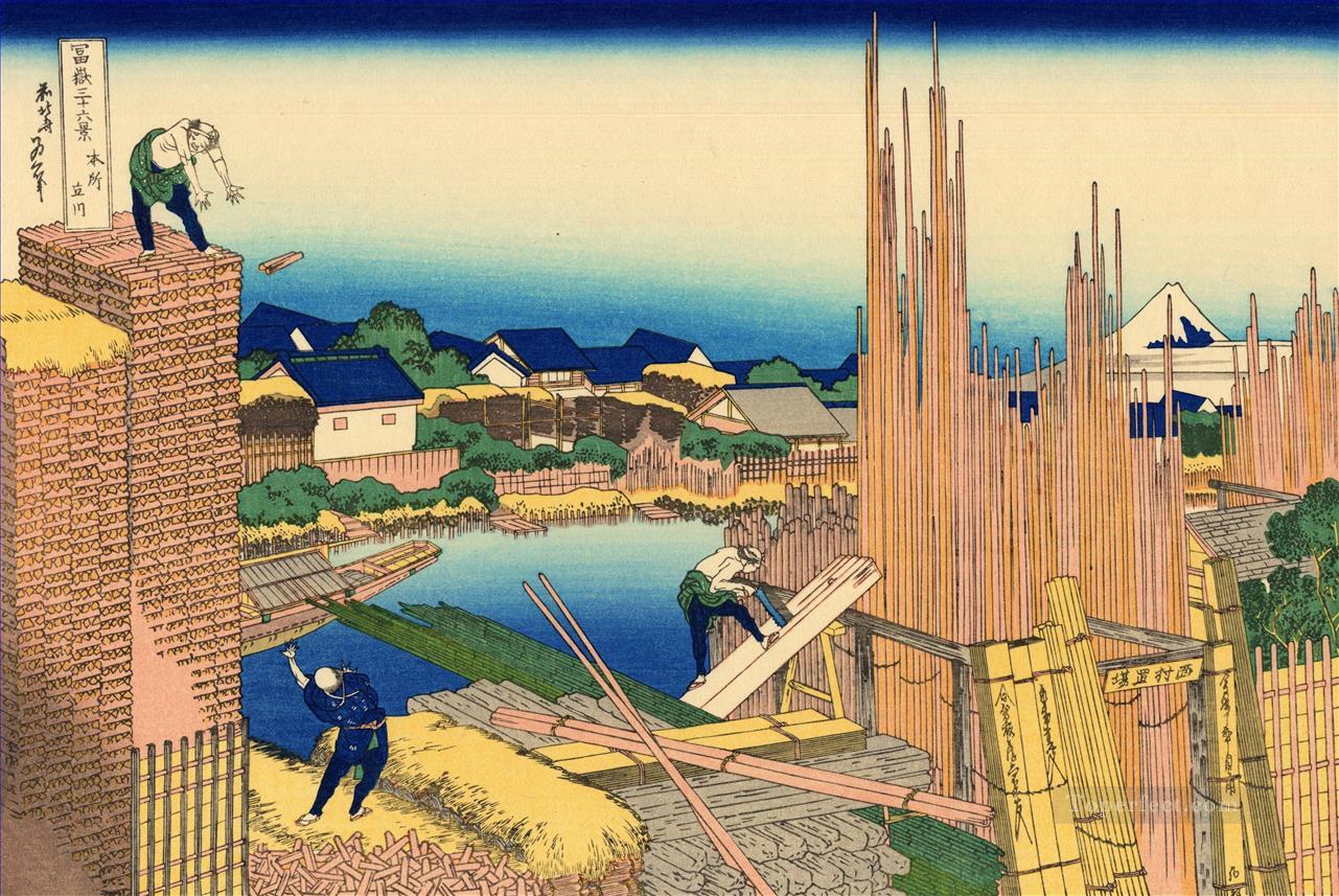 honjo tatekawa the timberyard at honjo Katsushika Hokusai Japanese Oil Paintings